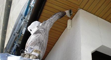 弥富市 上品なアイボリー系 和風住宅 外壁塗装 施工例 外壁塗装マスチック下塗り イメージ