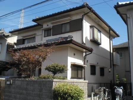 弥富市　上品なアイボリー系　和風住宅　外壁塗装　施工例の写真