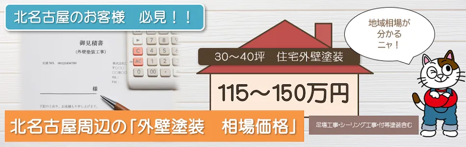 北名古屋市の「外壁塗装　相場価格」　イメージ
