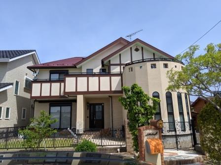 岐阜市 南欧風エレガンス住宅 外壁塗装 施工例