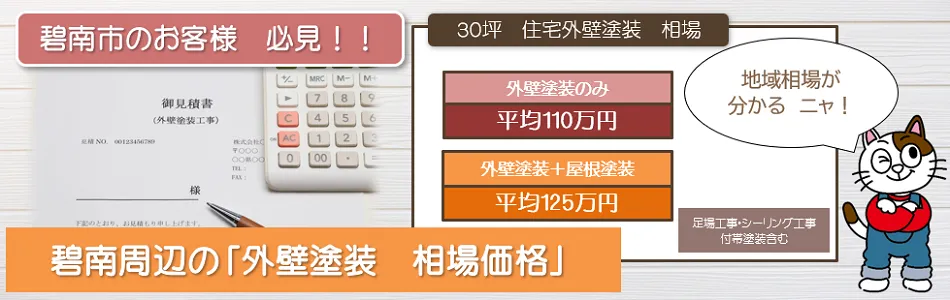 碧南市内の【外壁塗装　相場価格】　イメージ
