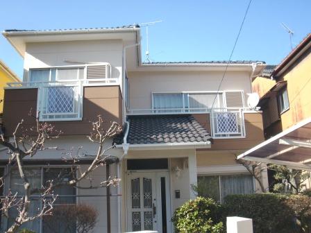 稲沢市　可愛い洋風住宅　ツートンカラー外壁塗装　施工例