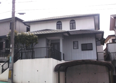 可児市 ホワイト×ブラウン系 モダン住宅 外壁塗装 施工例 塗装前 イメージ