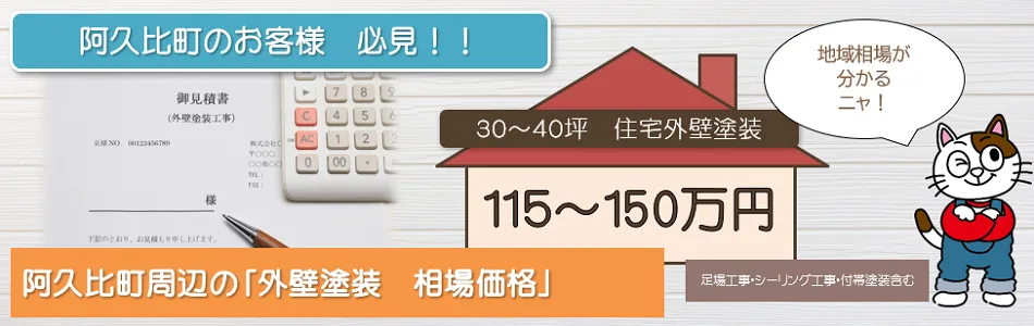 阿久比町周辺の外壁塗装に関する相場価格　イメージ