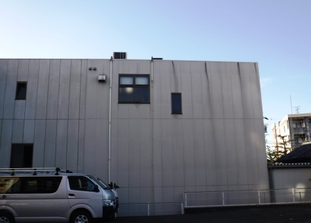 名古屋市天白区 会社ビル ツートンカラー外壁塗装 施工例 外壁側面施工前 イメージ