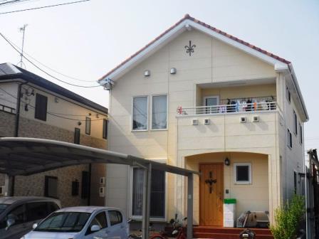 岩倉市 かわいいナチュラル系 南欧住宅 外壁塗装施工例 塗装前 イメージ