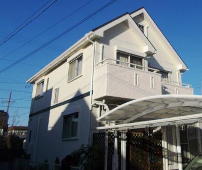 安城市　ホワイト系　ナチュラル洋風住宅　外壁塗装　施工例の写真