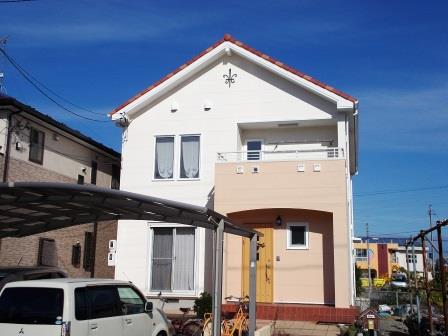 岩倉市　かわいいナチュラル系　南欧住宅　外壁塗装施工例