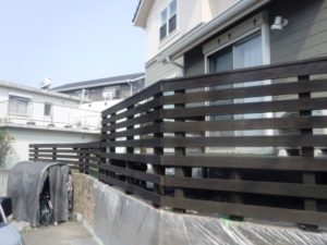 豊明市　ウッドデッキ・フェンス木部　外壁塗装　施工例