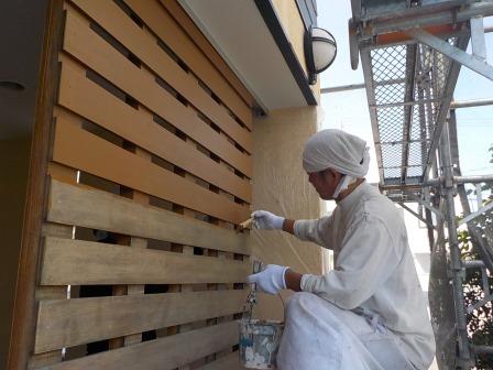 多治見市 おしゃれなモダン住宅 外壁塗装 施工例 面格子上塗り イメージ