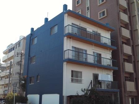 名古屋市中区 ネイビー系 4階建ビル外壁塗装 施工例 完成 イメージ