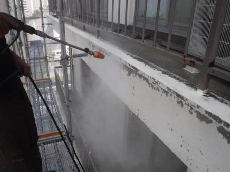 名古屋市中区 ネイビー系 4階建ビル外壁塗装 施工例 高圧洗浄 イメージ