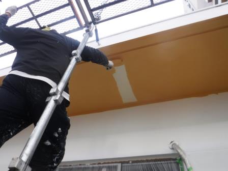 名古屋市中区 ネイビー系 4階建ビル外壁塗装 施工例 軒天塗装 イメージ