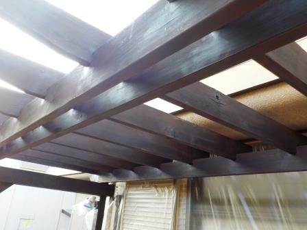名古屋市緑区　木製　パーゴラ塗装　施工例　