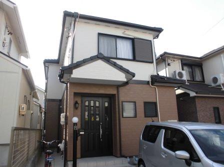 名古屋市名東区　アイボリー×ブラウン系　外壁塗装　施工例の写真