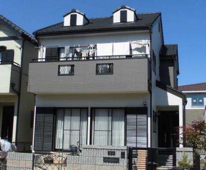 北名古屋市　白×グレージュ系　洋風住宅　外壁塗装　施工例の写真