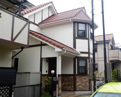尾張旭市　洋風モダン住宅　外壁塗装施工例の写真