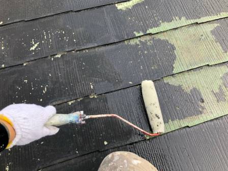 瀬戸市 2階建住宅 外壁塗装 屋根塗装 施工例 カラーベスト屋根下塗り イメージ