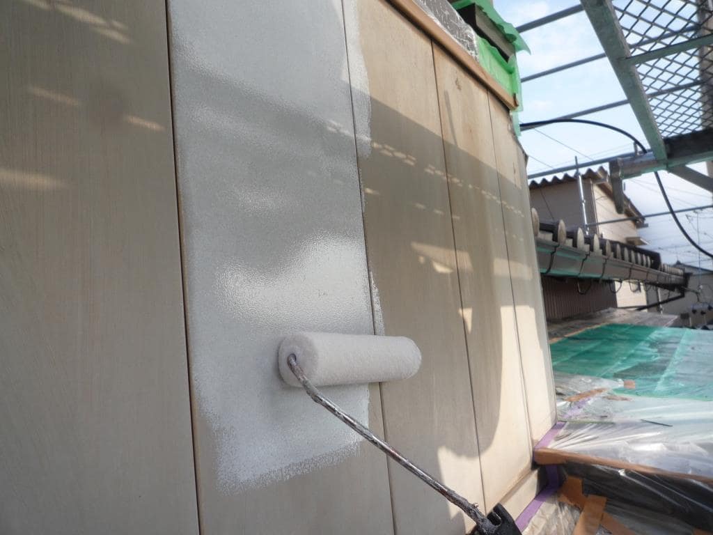 一宮市 和風住宅 ブラウン×白系 外壁塗装 施工例 外壁下塗り イメージ