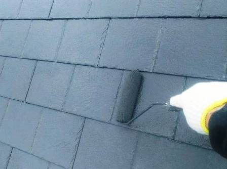 江南市 エスバイエル スタイリッシュ住宅 外壁塗装施工例 エルフール屋根塗装上塗り イメージ
