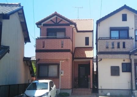 あま市　ブリック調洋風住宅　外壁ダブルトーン塗装　施工例の写真
