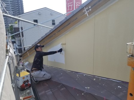名古屋市緑区 古民家風 居酒屋 外壁塗装 施工例 イサイディング外壁塗装上塗り メージ