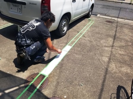 名古屋市中川区 賃貸マンション外壁塗装 施工例 駐車場ライン イメージ
