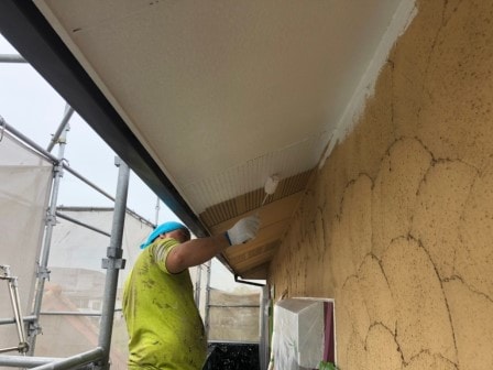 小牧市 南欧風 ジョリパット外壁塗装 施工例 軒天上塗り イメージ