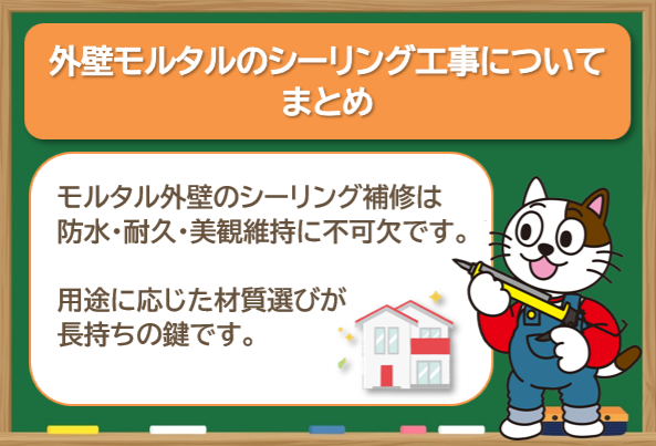 外壁モルタルのシーリング工事について　まとめ　イメージ