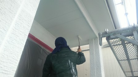 清須市 洋風アーバンモダン住宅 外壁塗装 施工例 軒天塗装上塗り イメージ