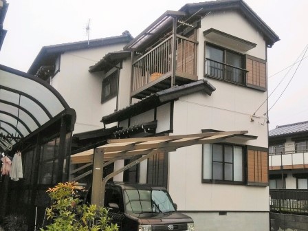 小牧市　アイボリー系　和風住宅　外壁塗装　施工例の写真