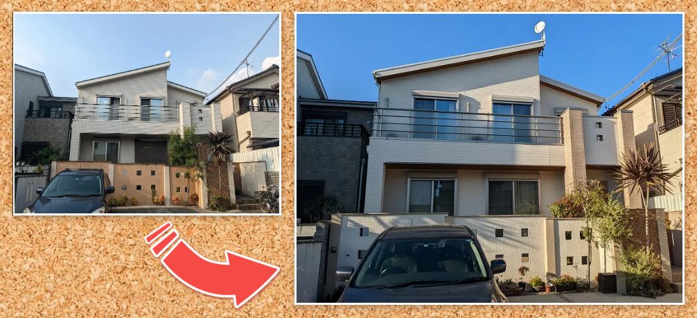 おしゃれなナチュラルモダン住宅 外壁塗装色 施工例 イメージ