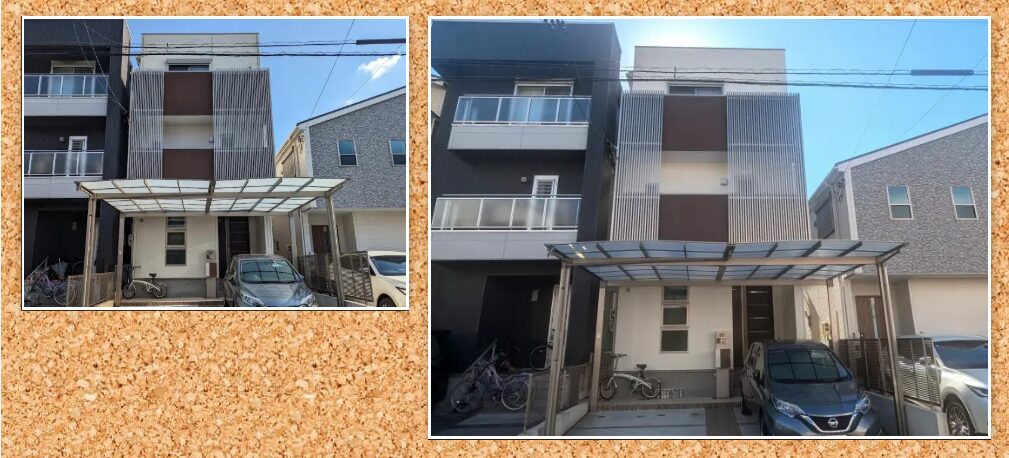 茶×ベージュ系 モダン住宅外壁塗装色 施工例 イメージ