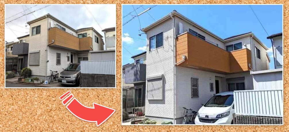白×黄土色 ナチュラルモダン住宅 外壁塗装色 施工例 イメージ