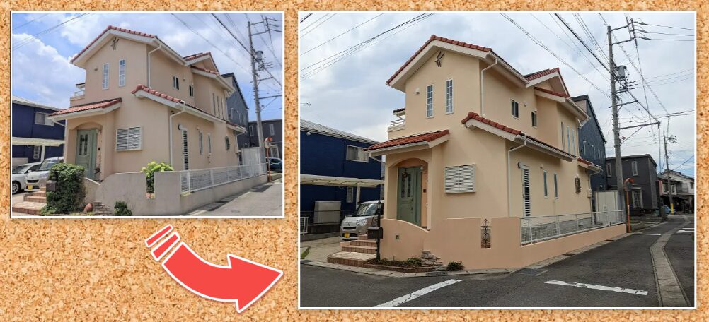 南欧風住宅塗装色 ダブルトーン外壁塗装 施工例 イメージ