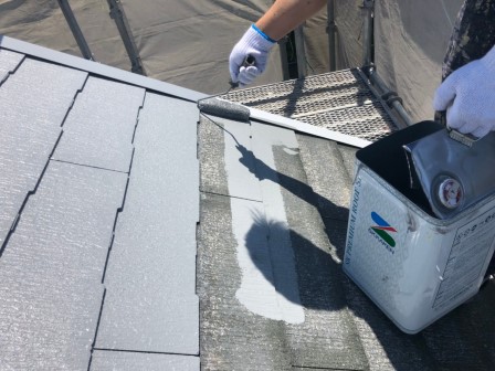 守山区城土町 シンプルモダン住宅 外壁塗装 施工例 屋根上塗り イメージ