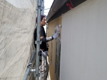 尾張旭市 ナチュラルモダン住宅 外壁塗装施工例 下塗り イメージ