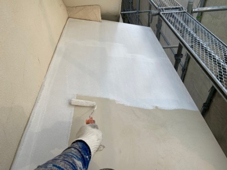 名古屋市西区 ウッドフレンズ 外壁塗装 施工例 小庇下塗り イメージ