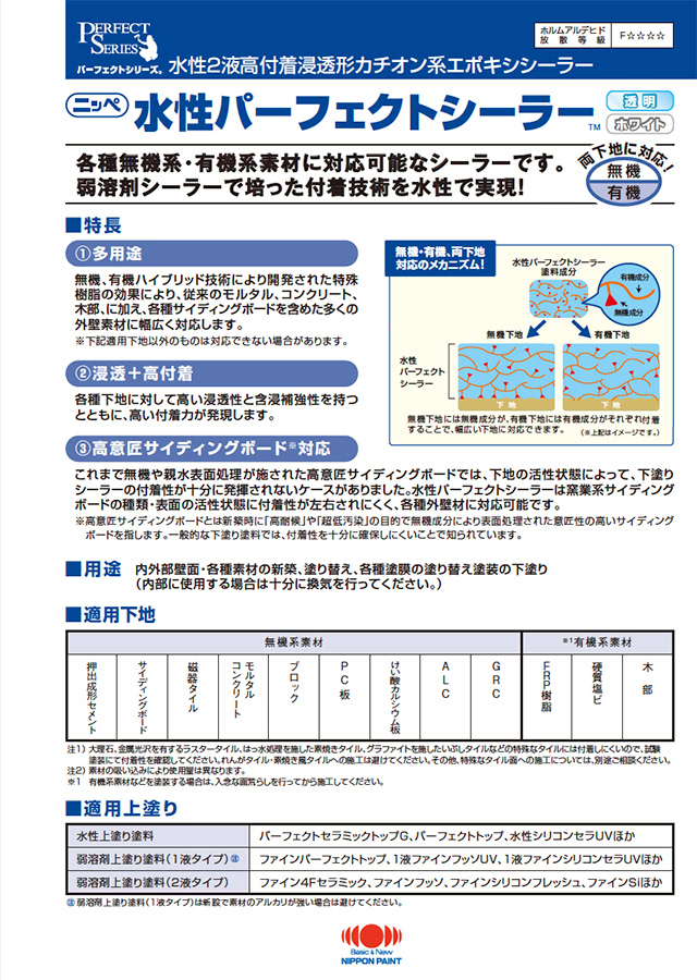 外壁サイディング下塗り塗料　下塗り　日本ペイント　　ニッペ水性パーフェクトシーラー　イメージ