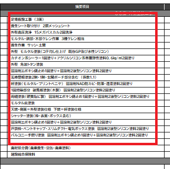 見積書　外壁塗装の工程ごとに細かく分けて書かれているか？　イメージ