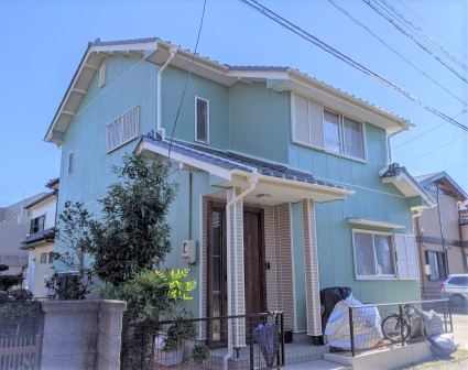 刈谷市 グリーン系 カントリー風住宅 外壁塗装 施工例 完成 イメージ