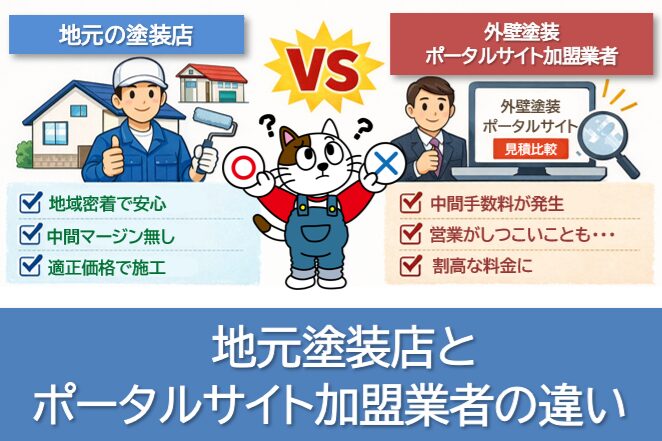 地元塗装店と外壁塗装ポータルサイト加盟業者の違いとは イメージ