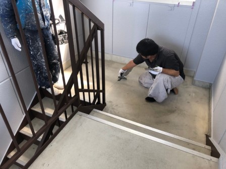 廊下 クラック補修