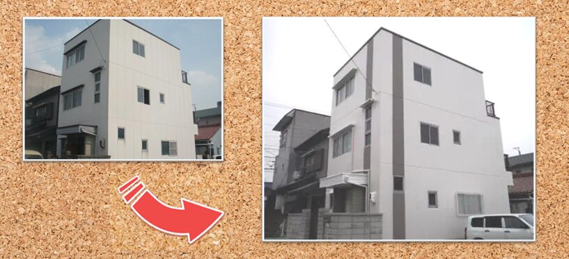 シンプルモダン住宅　外壁塗装価格　施工例　水系ファインコートシリコン遮熱　イメージ