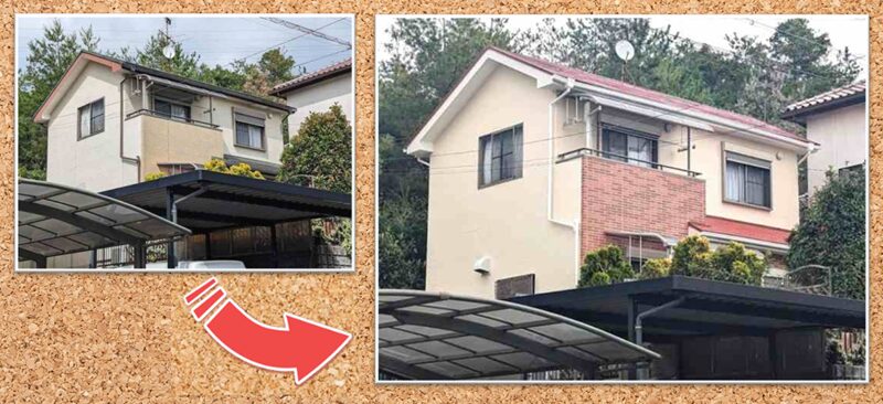 瀬戸市　かわいい洋風住宅　屋根　外壁塗装　デザイン塗装　施工例　イメージ