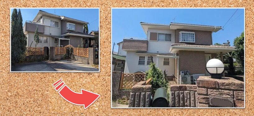 お洒落な洋風住宅　ダブルトーン外壁塗装　施工例　キクスイロイヤルシリコン遮熱価格　イメージ