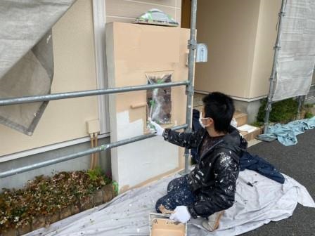 守山区 南欧風住宅 外壁塗装 施工例 ジョリパット外構塗装上塗り イメージ