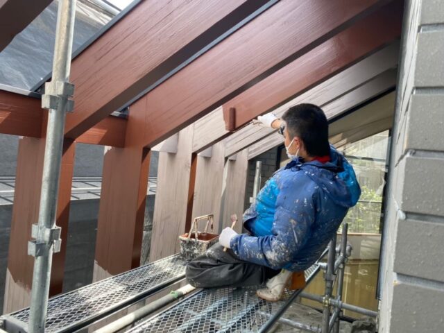 名東区 クールモダン住宅 外壁タイル撥水塗装 施工例 門橋フレーム鉄骨塗装 イメージ