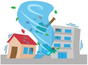 火災保険で外壁塗装が適用される具体的なケース 台風、竜巻き イメージ