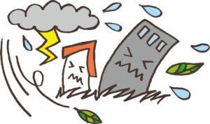 外壁塗装　契約書　雨　台風　イメージ